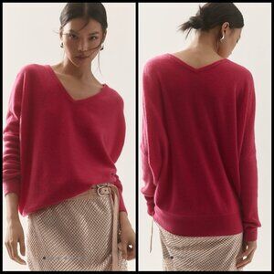 Charley Cashmere Relaxed V-Neck Sweater by Maeve for Anthropologie, black, small